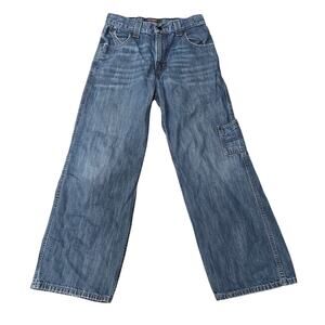 Levi Strauss Signature Workwear Light Washed Denim Blue Jeans Adjustable Waist